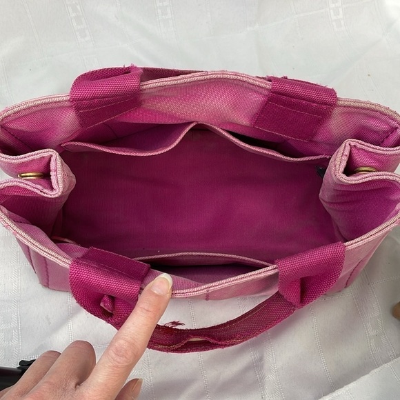 Prada Pink Canapa Tote Handbag Designer Logo Spring - Picture 17 of 17